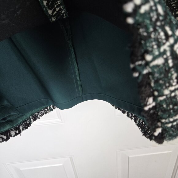 Ann Taylor Tweed Skirt Size 0 Petite Green Black Pencil Career Holiday Sequins - Picture 11 of 11
